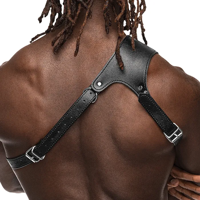 Male Power Male Power Zodiac Asymmetrical Faux Leather Chest Harness Male Sex Toys