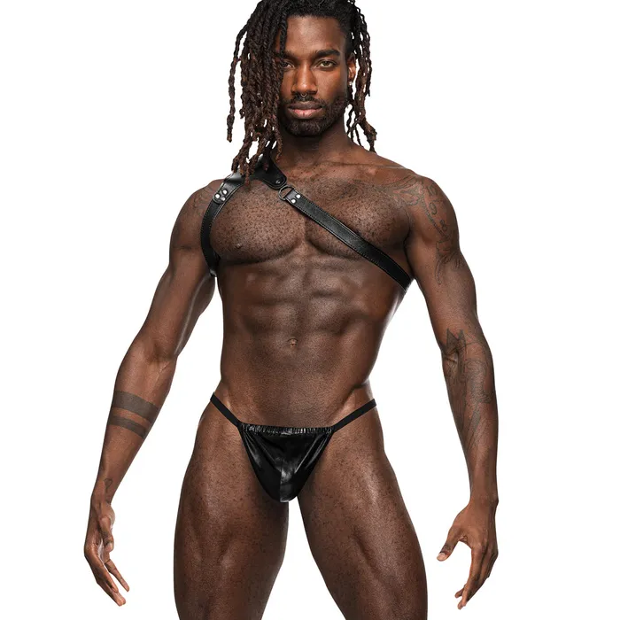 Male Power Male Power Zodiac Asymmetrical Faux Leather Chest Harness Male Sex Toys