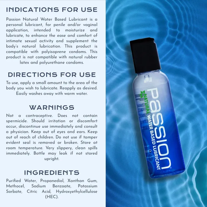 Sexual Health Wellbeing Passion Lubricants 2oz Passion Natural WaterBased Lubricant